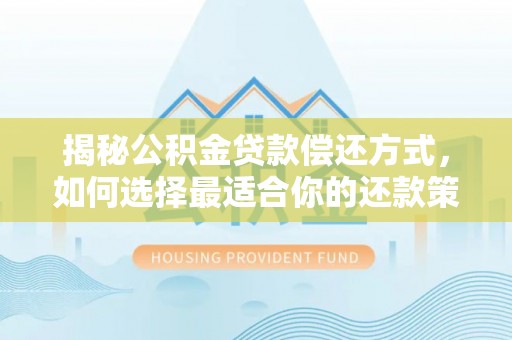 新社揭秘公积金贷款偿还方式，如何选择最适合你的还款策略