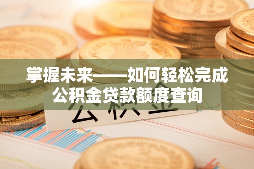 新社掌握未来——如何轻松完成公积金贷款额度查询